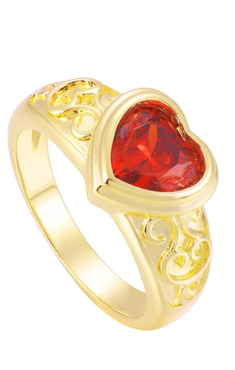 Womens Knuckle Ring 18K Gold Plated Stainless Steel Fashion Ring with Flowers Design and Inlaid Artificial Gems Gold Emerald Diamond Gold Purple Diamond Gold Red Diamond