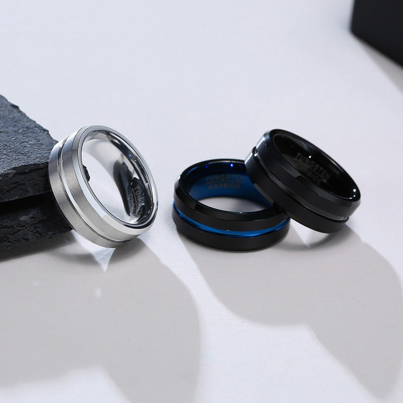 Mens Tungsten Steel Ring For Men Durable Fashion Accessory Trendy Everyday Wear Black Everyday Casual Comforts