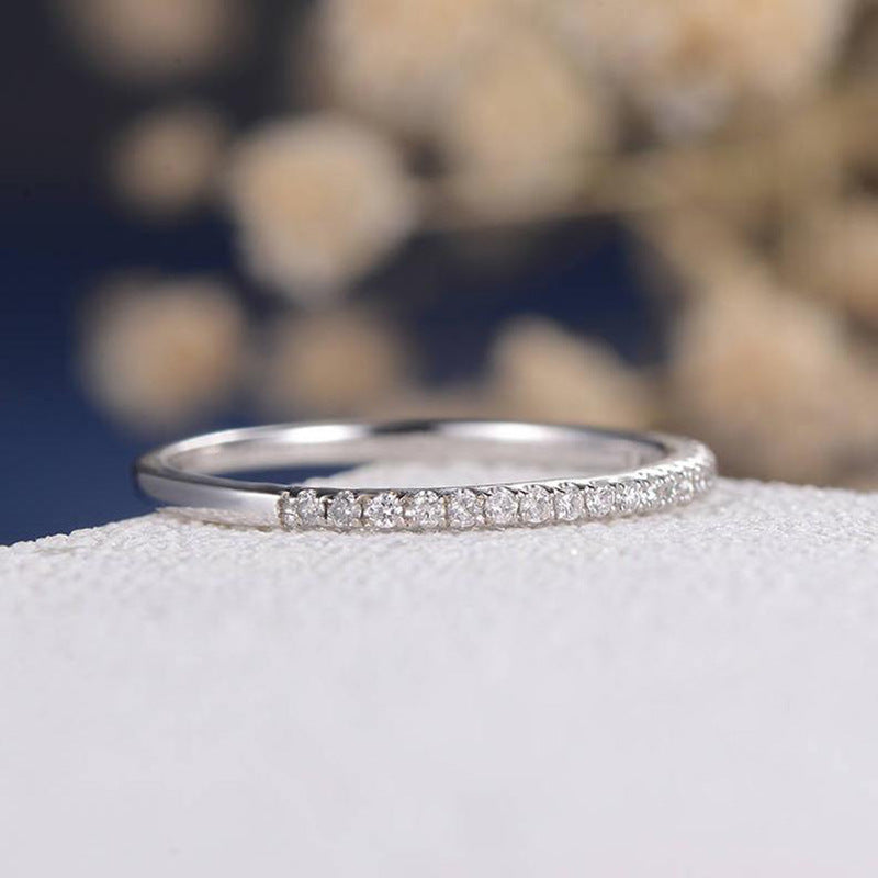 Geometric Half Ring Alloy Inlaid Zircon Wedding Band