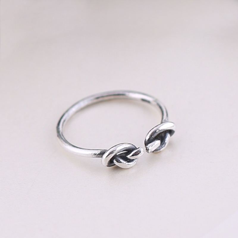 Sterling Silver Knot Ring Adjustable Open Design 925 Silver Platinum Plated Gift For Her Elegant Jewelry Birthday Gift