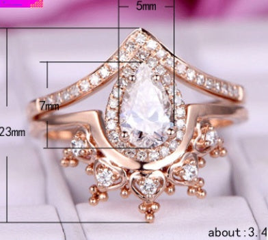 Rose Gold Plated Crown Ring for Women Zircon Two in One Stackable Dainty Elegant Jewelry Perfect Gift for Her Gorgeous