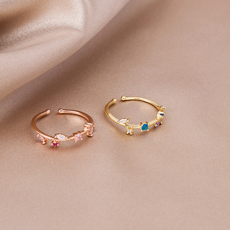 Women's Micro Set Zircon Leaf Ring Alloy Metal Dainty Nature Inspired Jewelry For Everyday Wear And Special Occasions