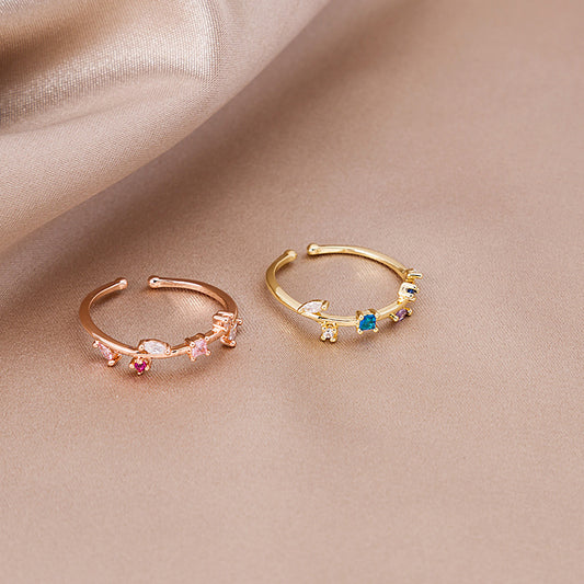 Women's Micro Set Zircon Leaf Ring Alloy Metal Dainty Nature Inspired Jewelry For Everyday Wear And Special Occasions