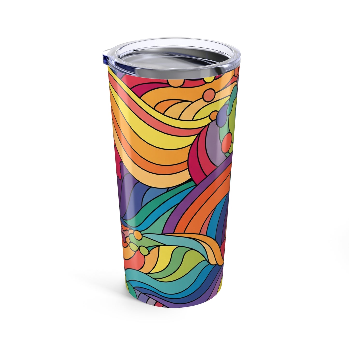 20oz Steel Tumbler With Double Wall Vacuum Insulation Spill Resistant BPA Free Printed Design For Hot And Cold
