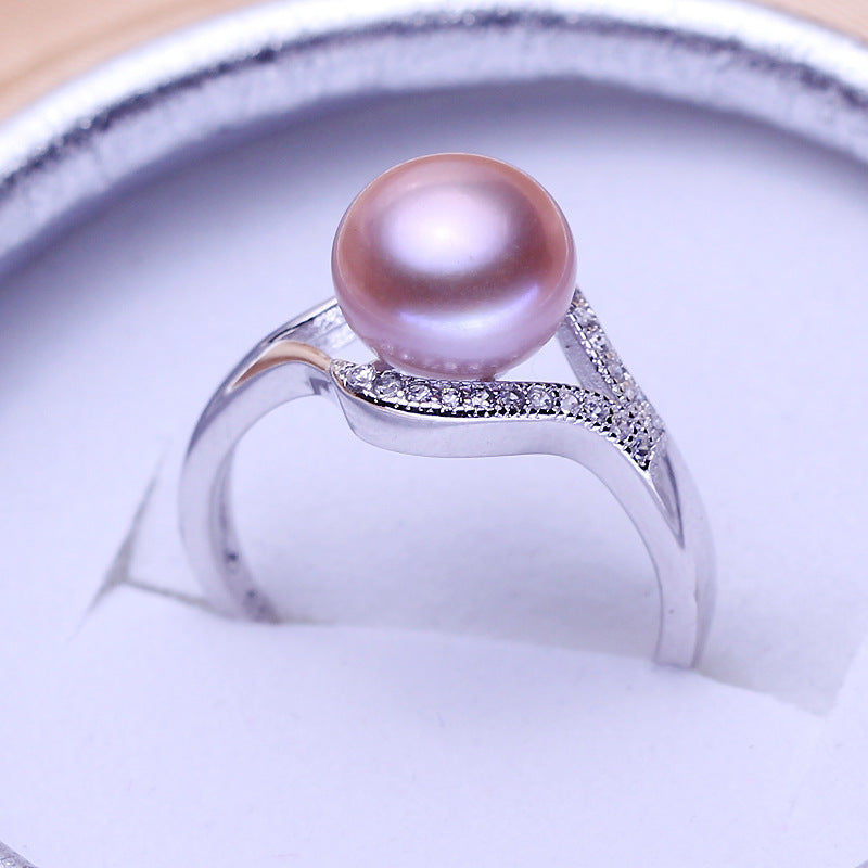 Freshwater Pearl Ring 925 Sterling Silver Alloy For Her Japanese Korean Inspired Elegant Design Everyday Style