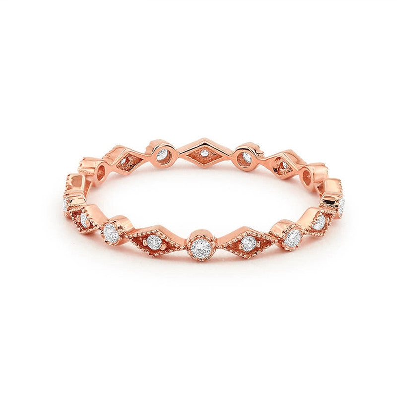 Copper Metal Diamond Tail Ring Women Fashion Jewelry