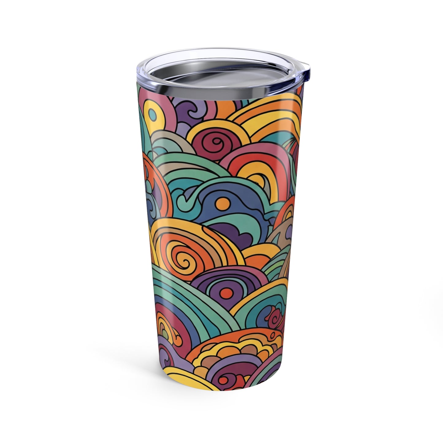 20 Oz Stainless Steel Tumbler With Printed Design Vacuum Insulated Spill Resistant Travel Mug For Hot Or Cold