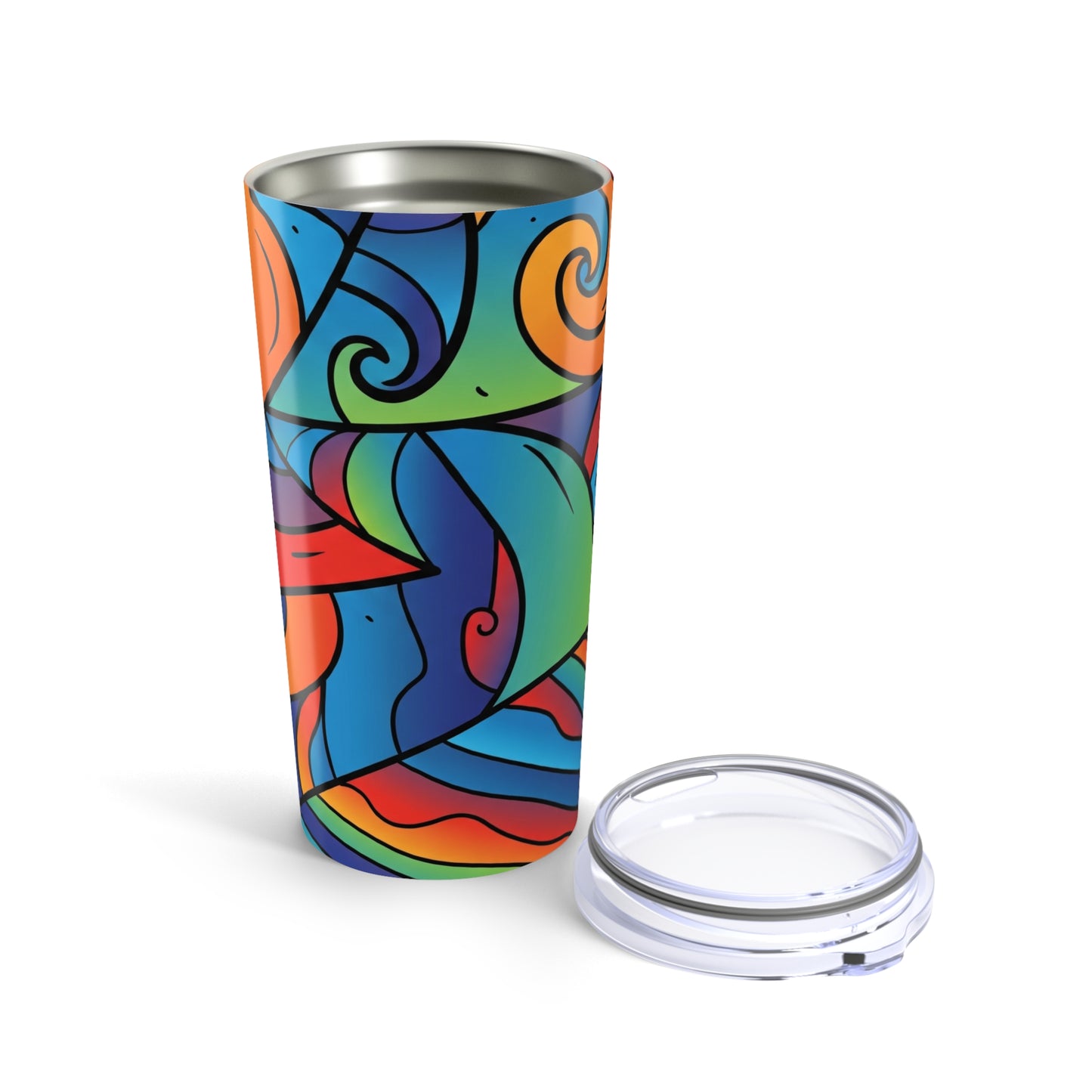 20oz Stainless Steel Tumbler With Printed Graphics Double Wall Vacuum Insulated Leak Proof Hot Cold Travel Coffee