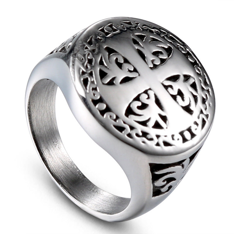 Vintage Punk Men's Creative Stainless Steel Cross Ring