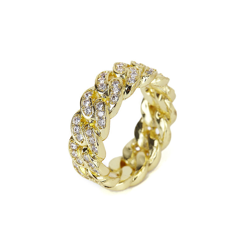 Hip Hop Gold Plated Diamond Ring Silver Fashion Jewelry