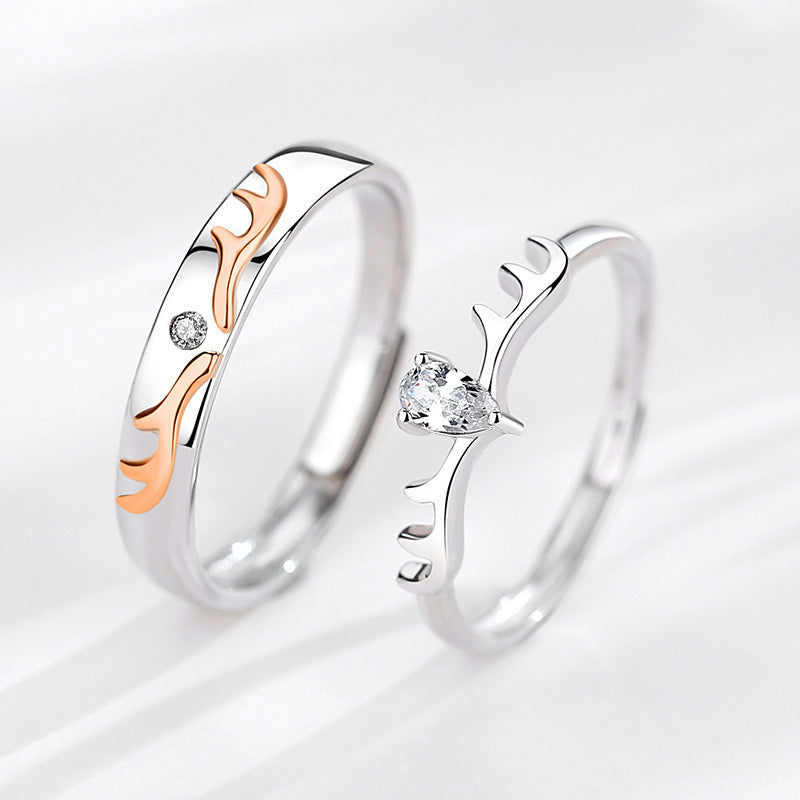 Couple Zodiac Rings for Women and Men Adjustable Opening with Micro Inlaid Zircon Stones 925 Silver Anniversary