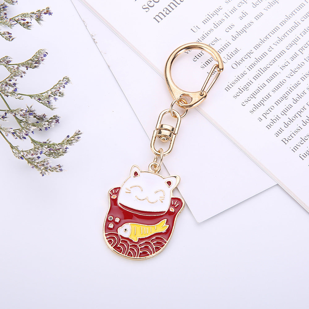 Beckoning Cat And Puppy Alloy Keychains Unisex Cute Animal Key Rings Fashion Accessories For Everyday Use Gift