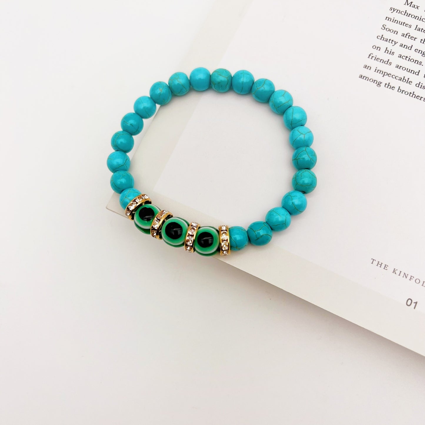 Turquoise Beaded Bracelet 8mm Jewelry Lovely Gift For Her