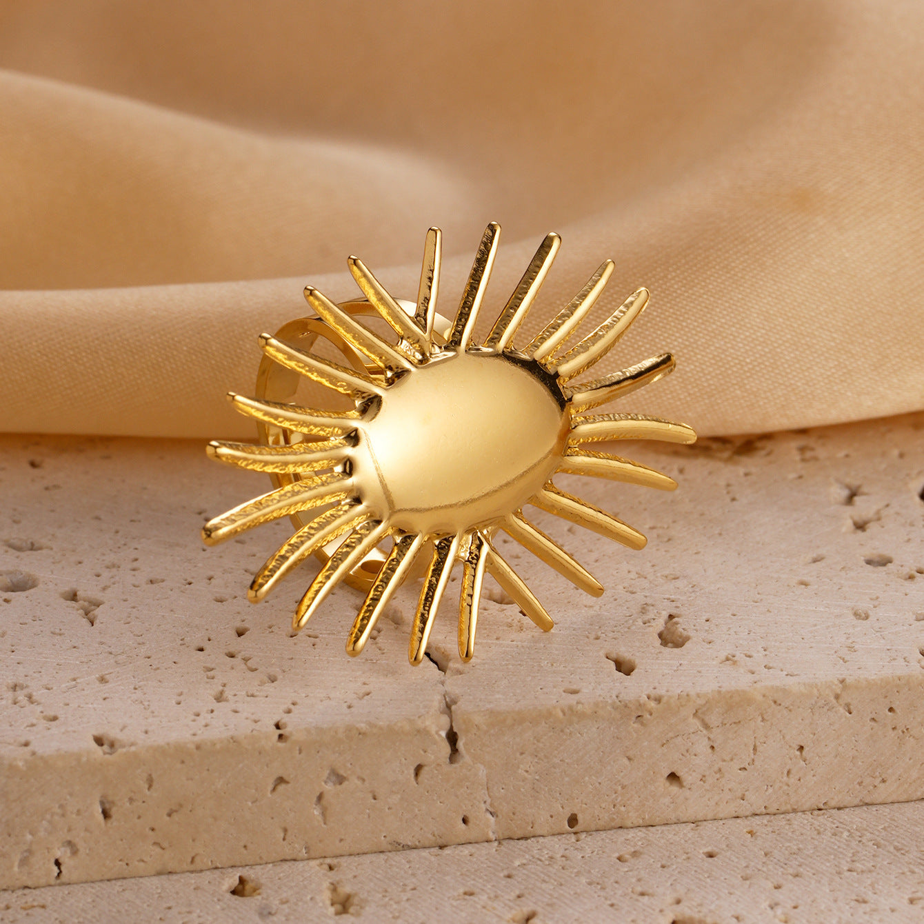 Stainless Steel Ring Retro Textured Geometric Irregular Five Pointed Star European American Design Jewelry For Women