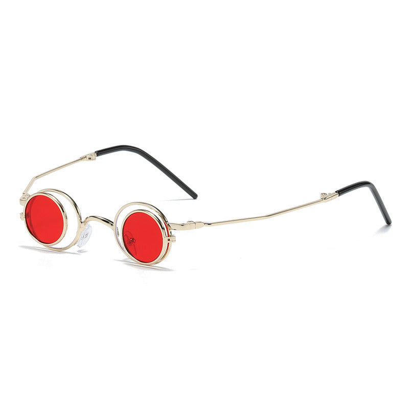 Folding Sunglasses Round Metal Frame With AC Lenses For Fishing Travel And Outdoor Sports Foldable Outdoor Use