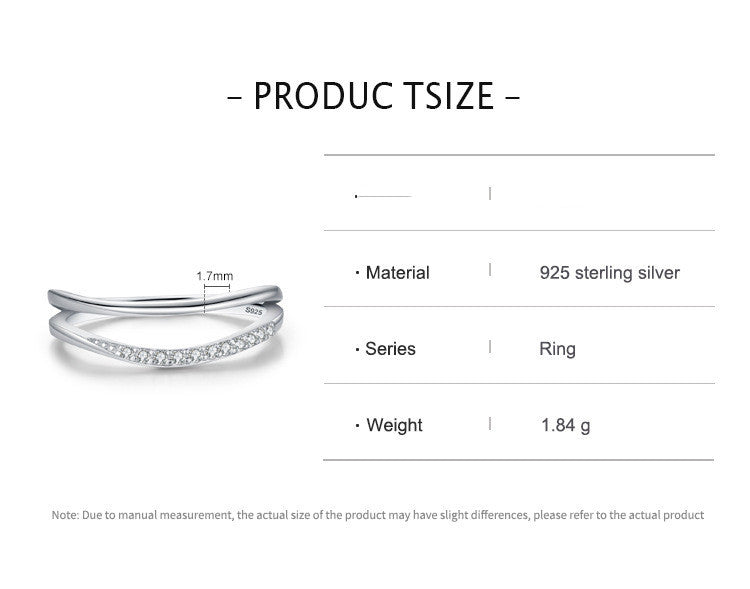 Sterling Silver Double Layer Geometric Ring With Micro Inlay White Gold Color For Women Jewelry For Daily Wear