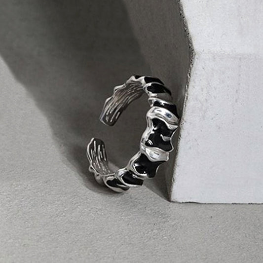 Womens Adjustable Copper Ring Korean Geometric Statement Ring Irregular Concave Surface Epoxy Band Gift Opening