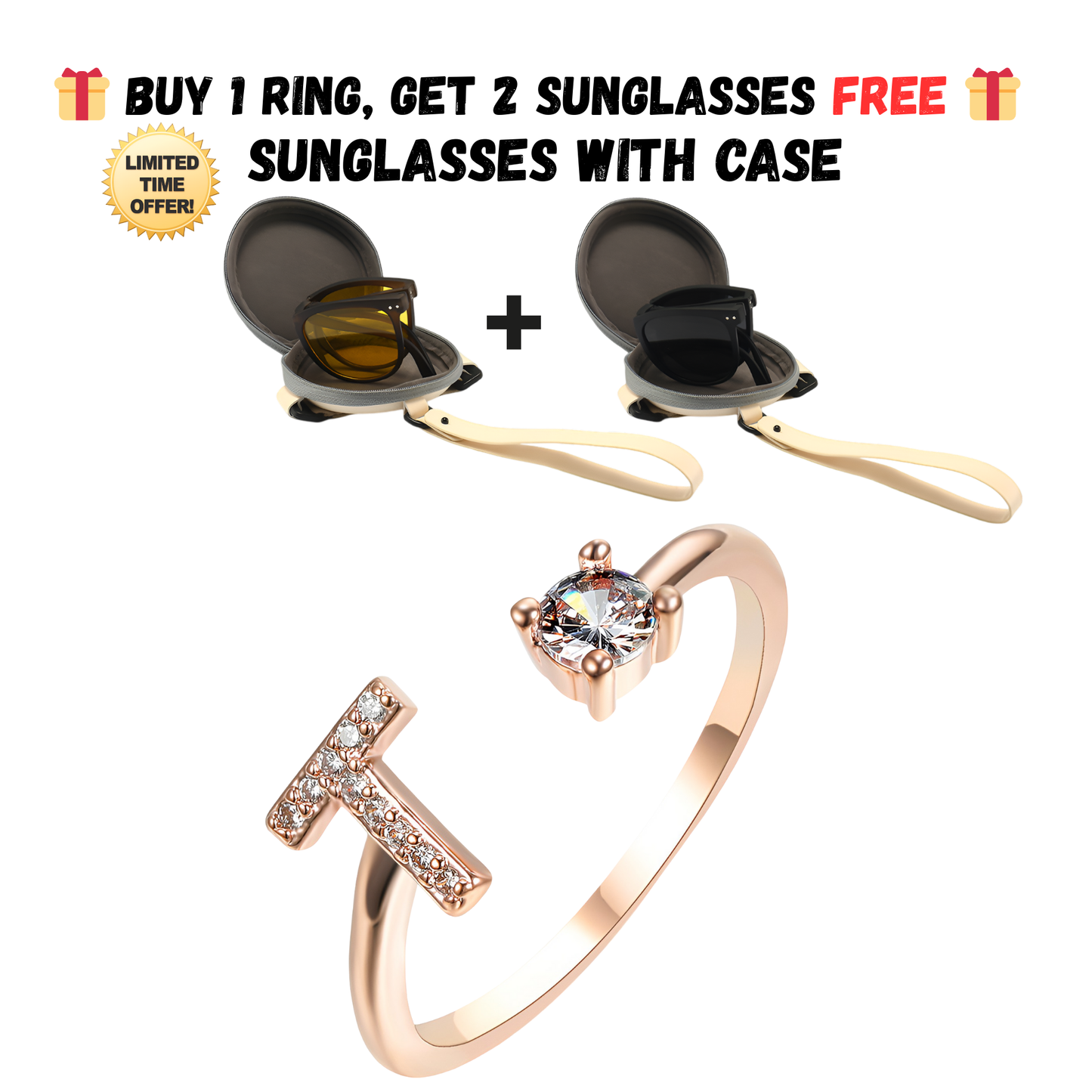 Adjustable Letter Zircon Ring with Alphabet Initials A Z Copper Alloy Jewelry Gift for Women Elegant Gift Idea