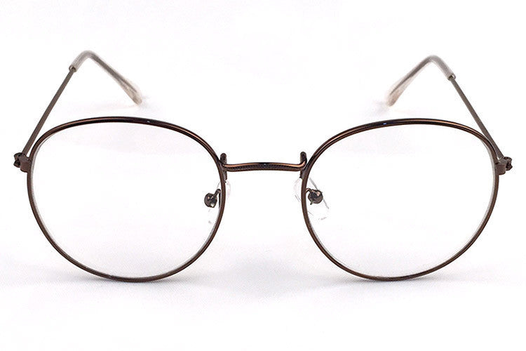 Retro Metal Frame Glasses Full Rim Flat Mirror Eyewear For Men And Women Zero Degree Trendy Fashionable Eyeglasses