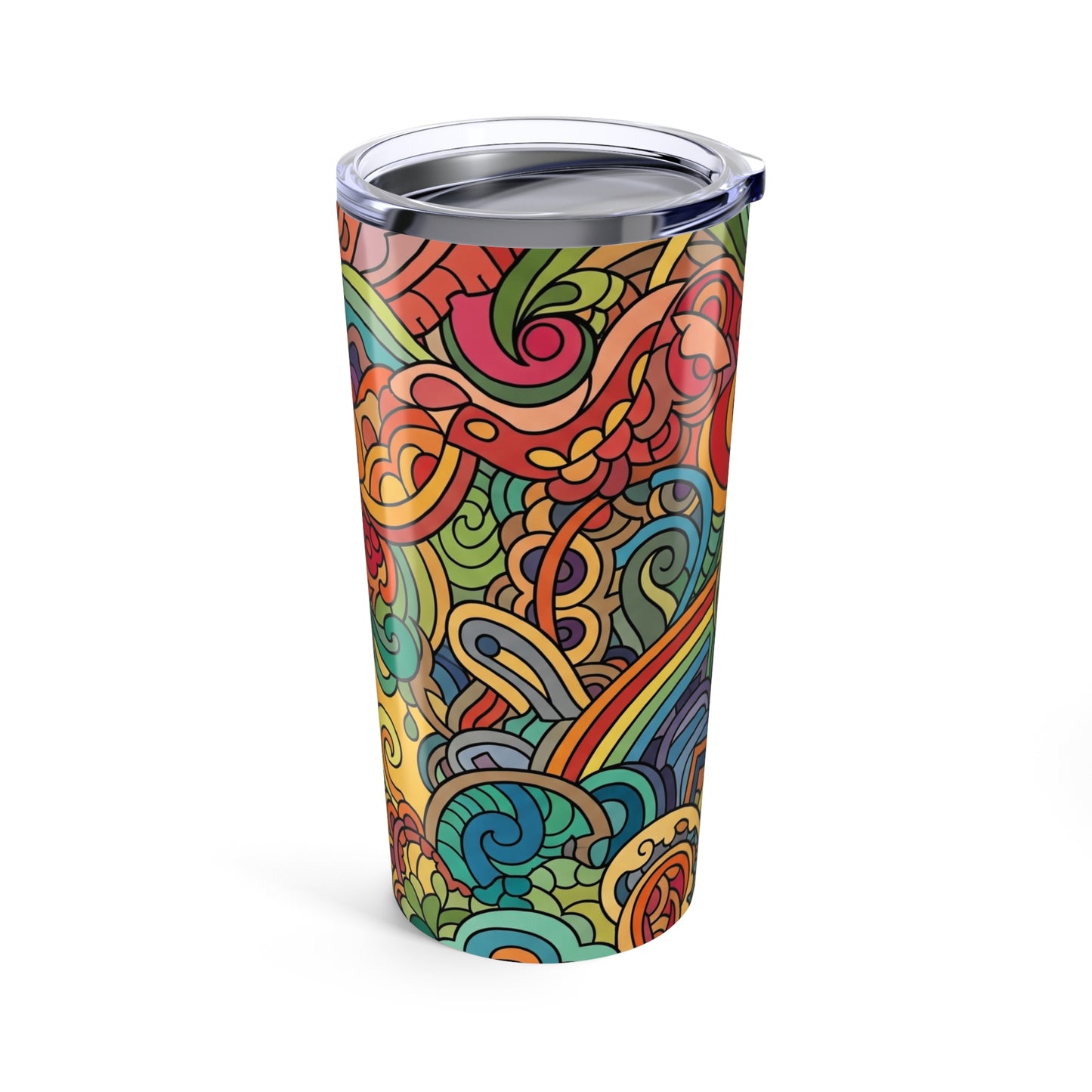 20oz Stainless Steel Tumbler With Vacuum Insulation Spill Resistant BPA Free Printed Design For Hot And Cold Drinks