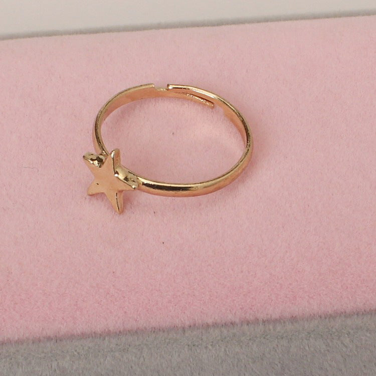 Womens Fashion Ring Five Pointed Star Design Alloy Jewelry Korean Chic Ring For Her Starburst Ring Trendy Accessory Gift