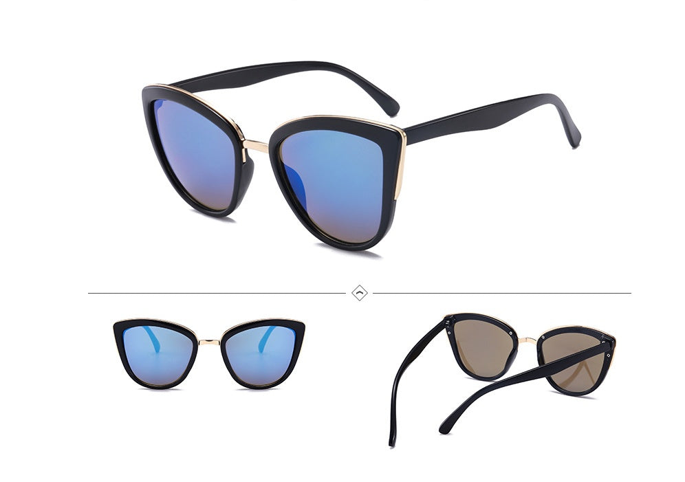 Womens Cat Eye Sunglasses UV400 Protection AC Lenses Stylish Plastic Frames Dazzling Color Fashionable Eye Wear