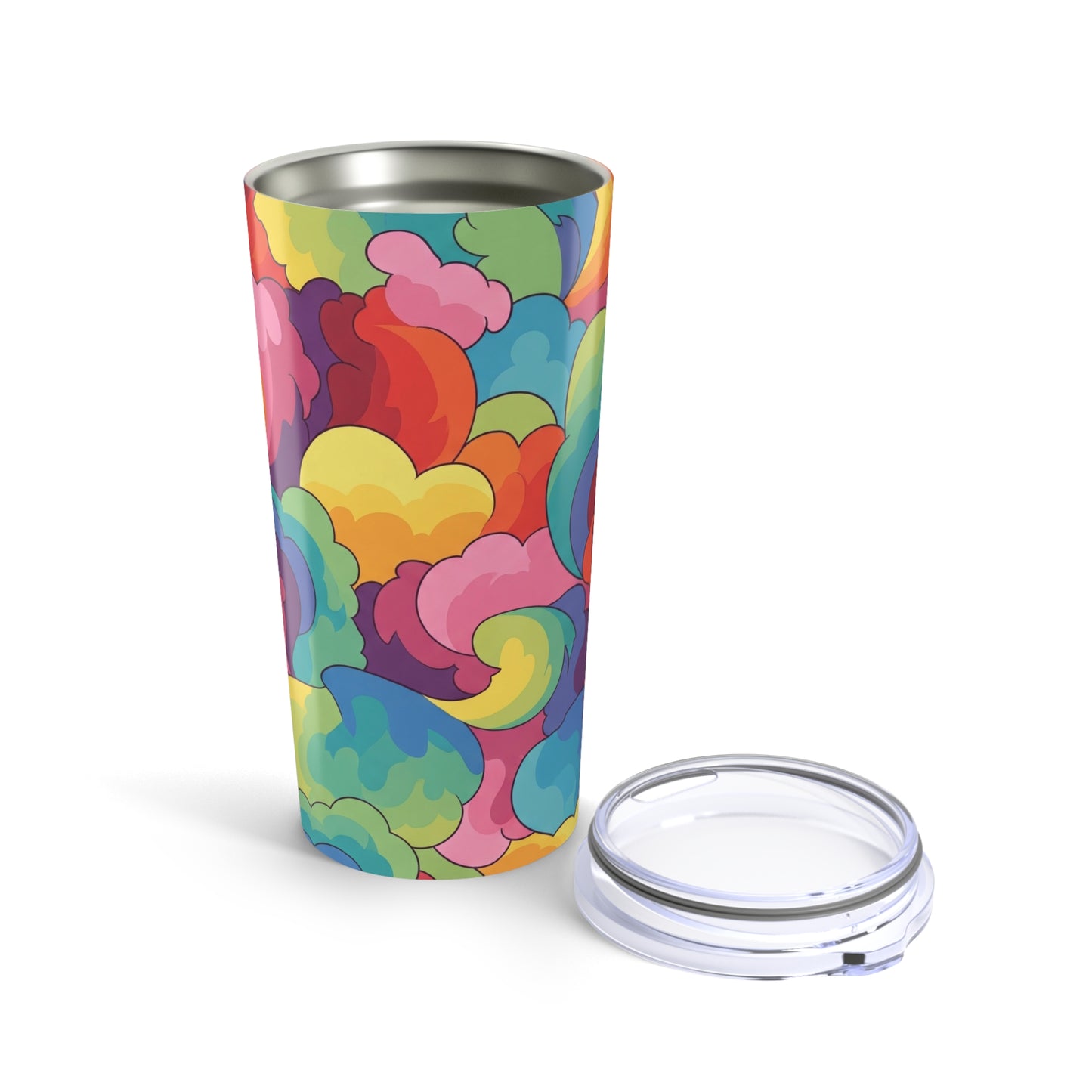 20oz Stainless Steel Tumbler With Lid Double Wall Vacuum Insulation Leak Proof Travel Mug Printed Design For Hot