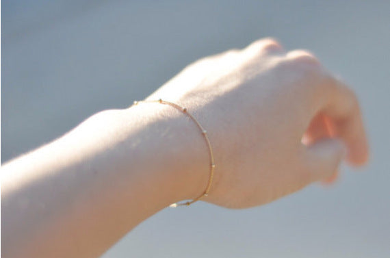 Womens Bead Chain Bracelets Adjustable Copper Jewelry Gift for Birthday Valentines Day Gift for Women and Girls