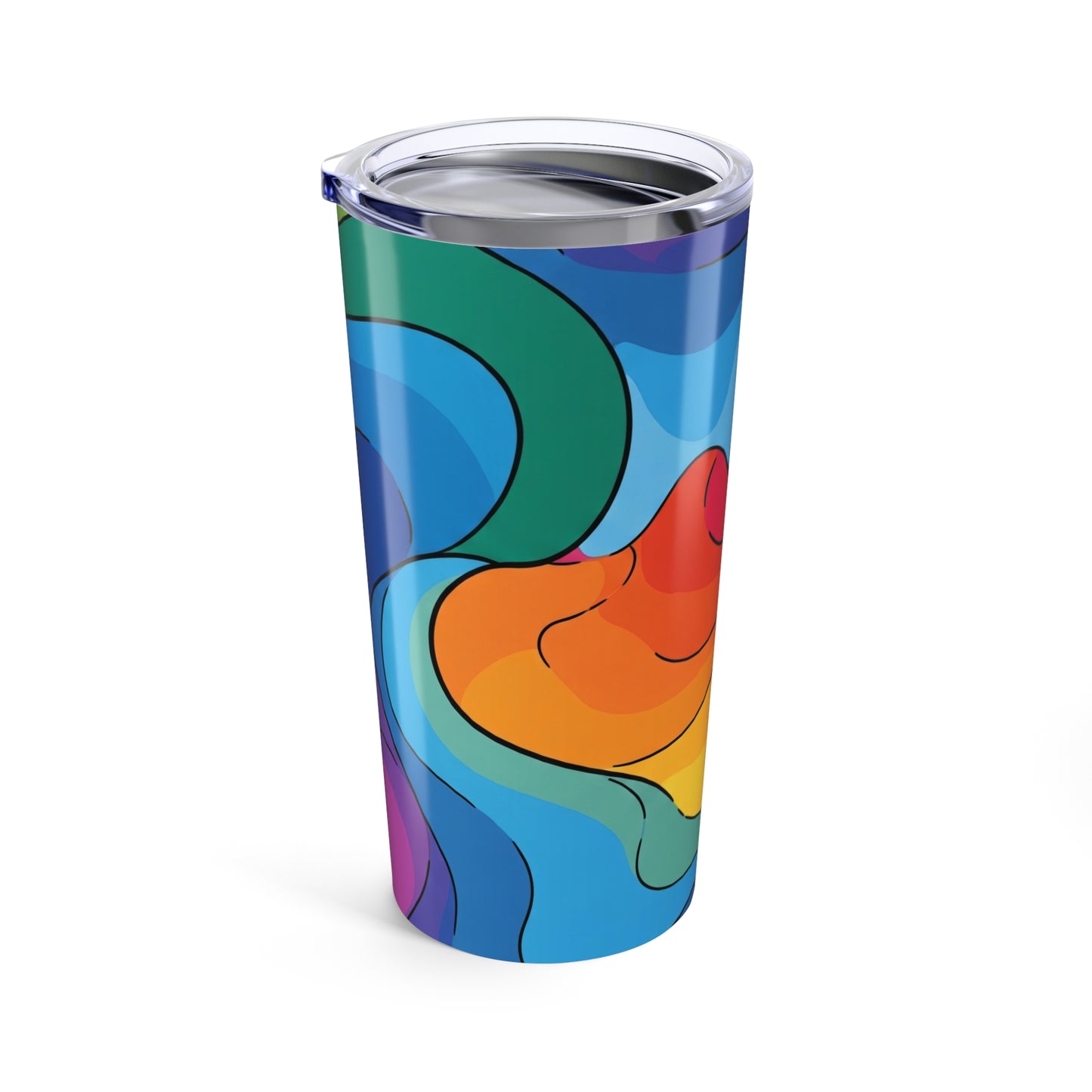20 Oz Stainless Travel Tumbler With Double Wall Vacuum Insulation Spill Resistant Printed Design For Hot Or Cold