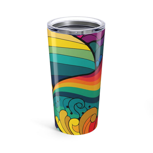 20oz Stainless Steel Tumbler With Printed Design Double Wall Vacuum Insulation Keeps Beverages Hot Or Cold On The