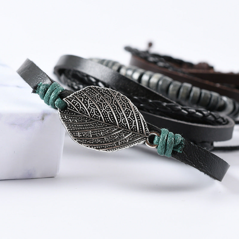 Unisex Leather Braided Bracelet With Alloy Zodiac Animal Design Fashion Wristband Jewelry Cowhide Leather Gold