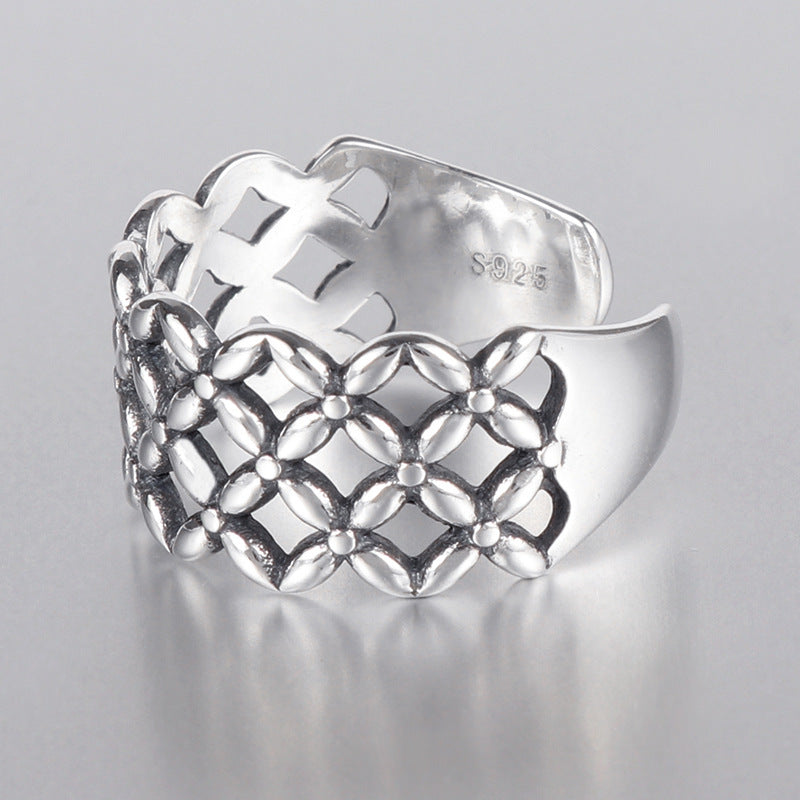 Sterling Silver 925 Ring Hollow Mesh Geometric Unisex Korean Gift Individually Packed Birthday Present For You