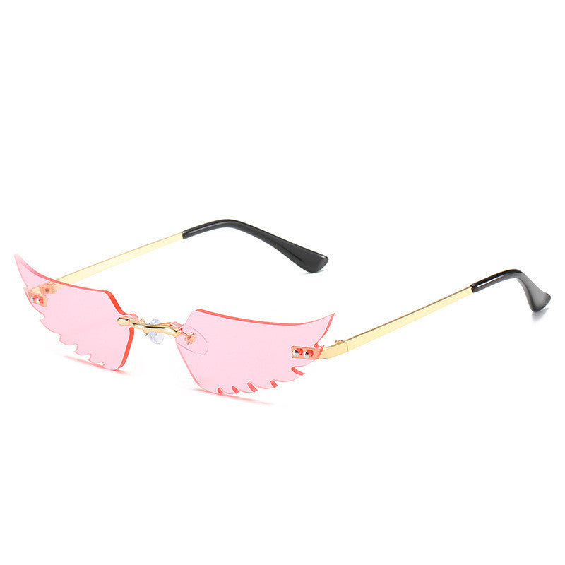 Sunglasses UV400 Protection Metal Frame Irregular Feathers PC Lenses Fashion Personality Sun Feathers Feathers