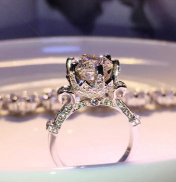 Womens One Carat Round Cut Cubic Zirconia Ring S925 Silver