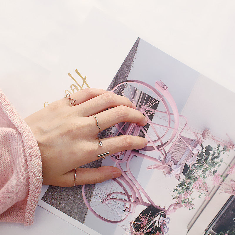 Womens Geometric Triangle Ring Four Rings Electroplated Alloy Rings Simple Rings Individually Packed For Women