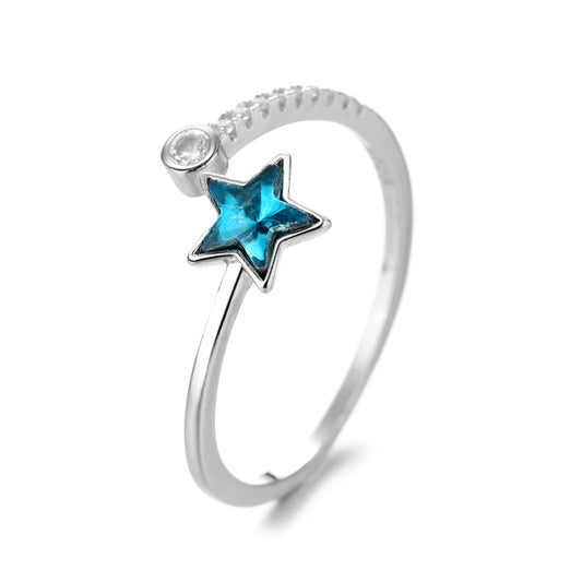 Womens Pentagram Ring Galaxy Inspired Gold Plated White Copper Artificial Gemstone Elegant Durable Top Jewelry