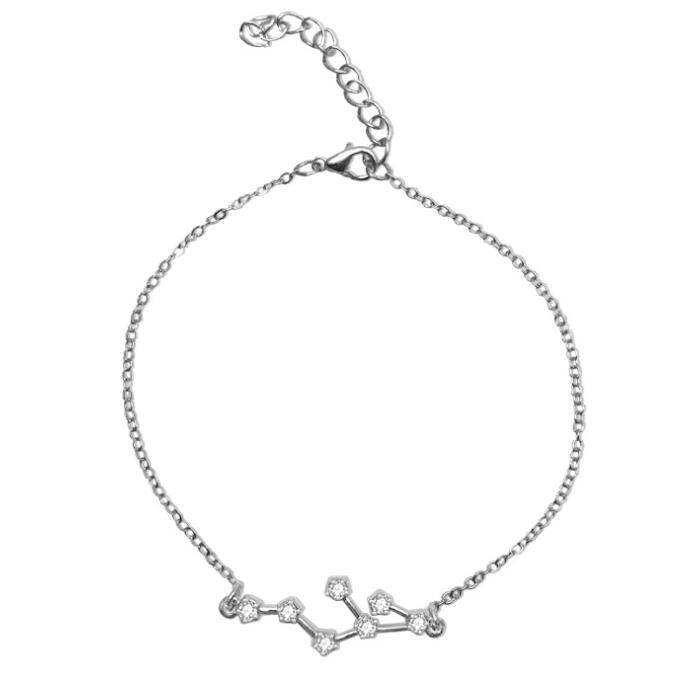 Crystal Constellation Bracelet For Women And Girls Adjustable Length Extender Chain Alloy Charm Everyday Style