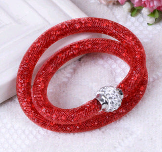 Womens Crystal Mesh Bracelet Sparkling Diamond Cut Alloy Bracelet Elegant Fashionable Jewelry Bracelet Special