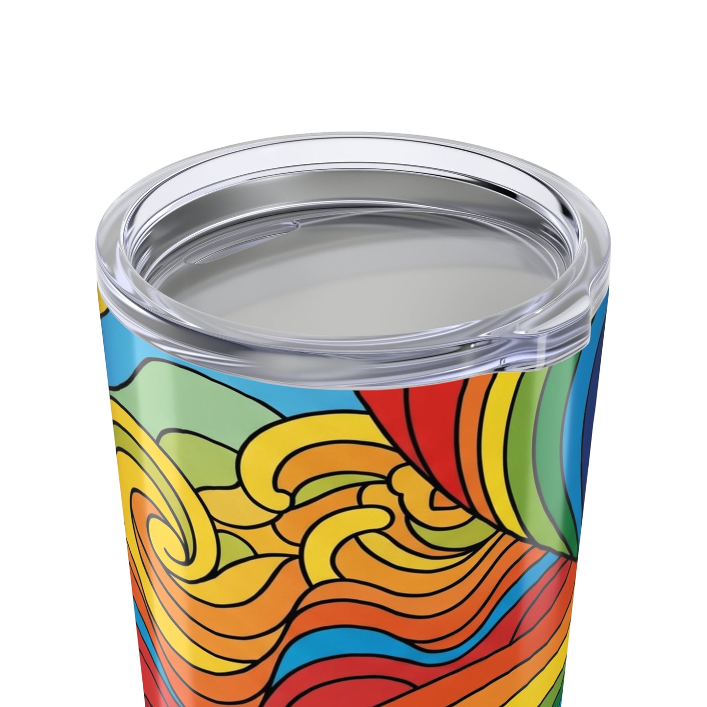 Twenty Ounce Metal Cup With Double Wall Insulation And Leak Proof Lid For Travel Drinks Printed Art Dishwasher Safe