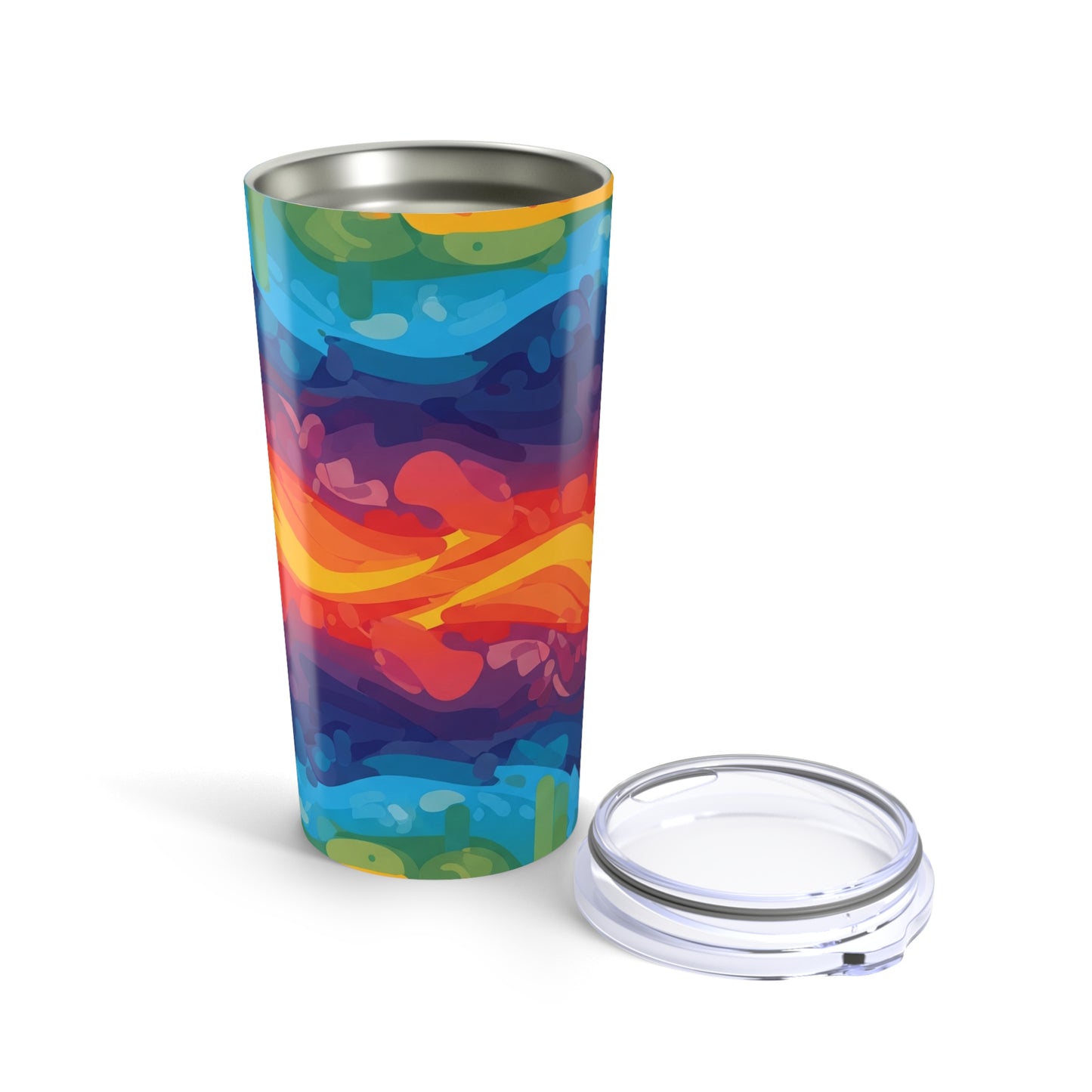 20oz Stainless Steel Tumbler With Printed Graphic Double Wall Vacuum Insulation Travel Mug Leak Proof Coffee Cup