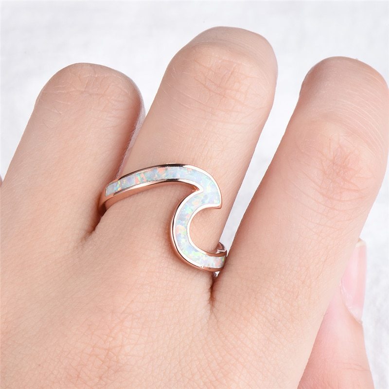 Rose Gold Opal Ring Exquisite Two Shape Design For Daily Wear And Wedding Engagement Anniversary Birthday Gift