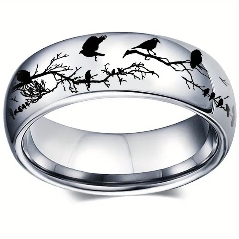 Stainless Steel Star Bird Couple Rings Set Matching Promise Wedding Bands Fashion Jewelry For Him And Her Gift