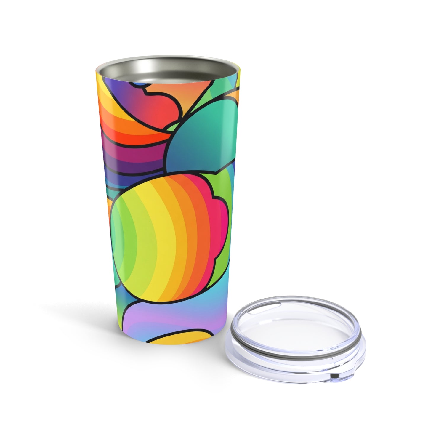 20 Oz Stainless Steel Travel Mug With Double Wall Insulation Spill Resistant Durable Printed Design Hot And Cold