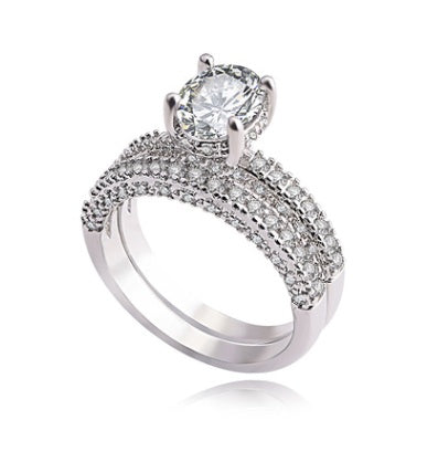 Zircon Diamond Ring Rose Gold Plated Engagement Ring Strip Or Tail Style Copper Sizes 6 7 8 9 10 Timeless Look