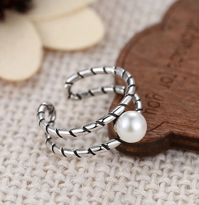 Twisted Pearl Ring With 8mm Copper Band Jewelry For Special Occasions And Daily Wear Statement Size 8mm Copper