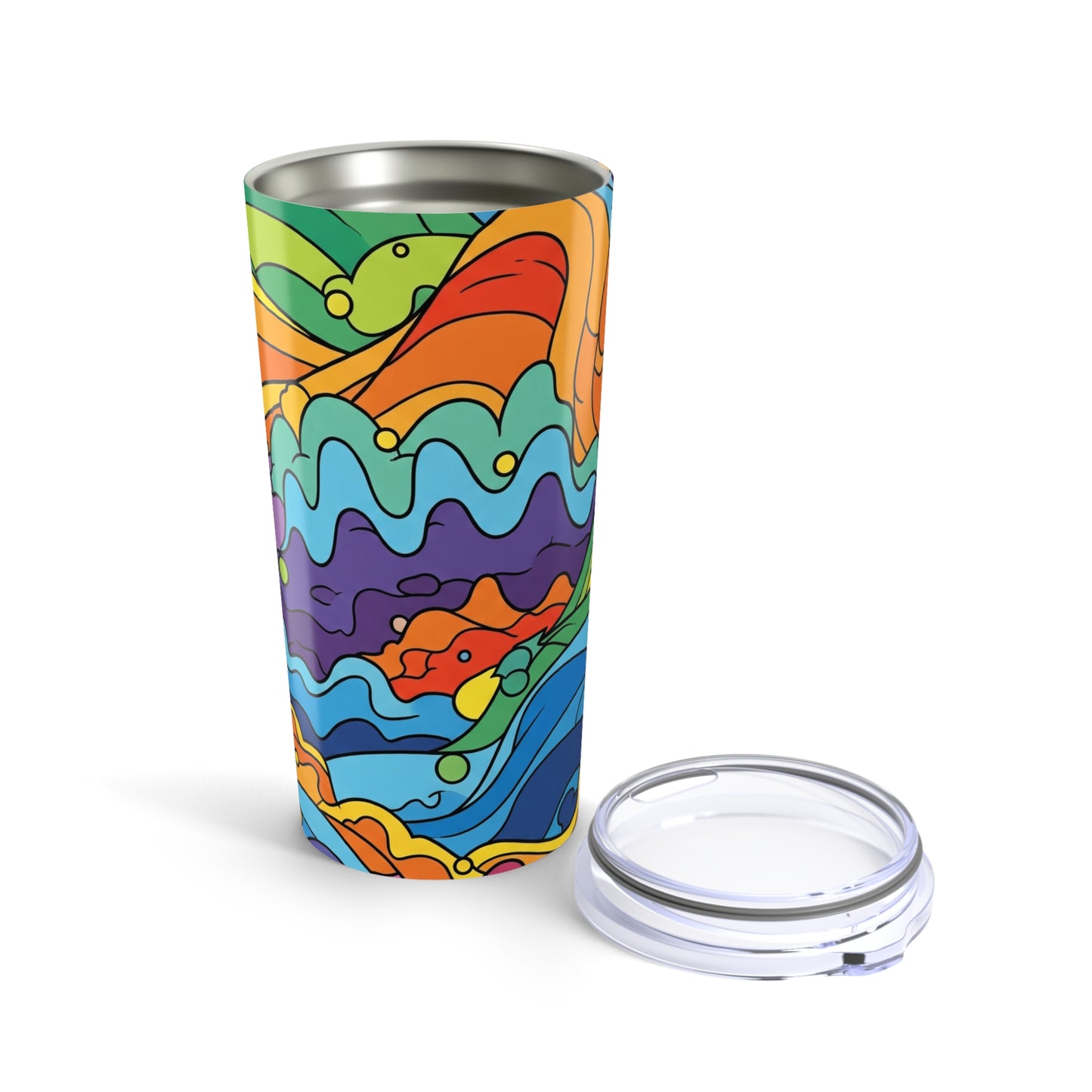 20oz Stainless Steel Tumbler With Vacuum Insulation Printed Travel Mug For Hot Or Cold Drinks Durable Dishwasher
