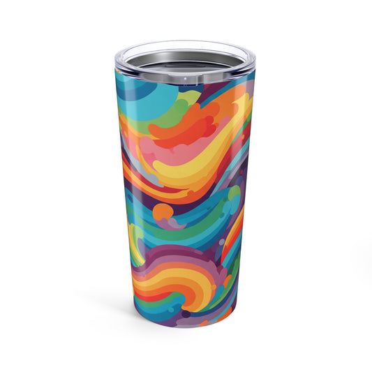 20 Oz Stainless Steel Tumbler Vibrant Printed Pattern Double Wall Vacuum Insulated Leak Proof BPA Free Travel Mug