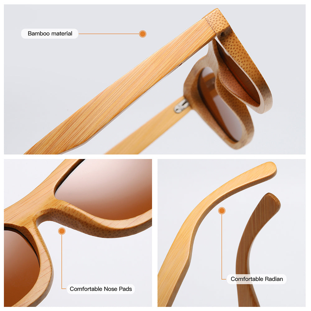 Unisex Wooden Frame Sunglasses Polarized Lens UV400 Protection For Driving Fishing Outdoor Fashionable Eyewear
