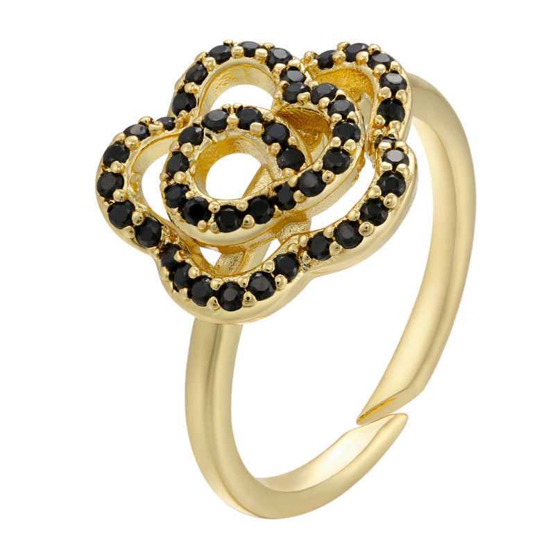 Adjustable Women Ring Copper Jewelry Butterflies Star Heart Twist Design Goldtone Fashion Accessory Daily Wear