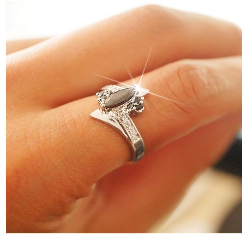 White Gold Filled Zircon Crystal Black Diamond Ring Sizes 6 7 8 9 10 11 Elegant Accessory With Cubic Zirconia Sparkle